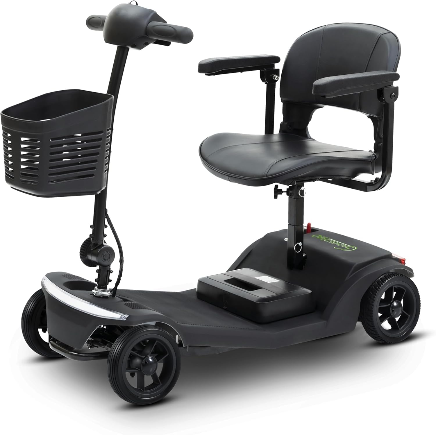 Scooter Électrique PMR Pliable pour Seniors - Structure Renforcée Charge Max 136kg - Pneus Tout-Terrain et Éclairage LED - avec Panier Amovible - Scooter de Mobilité Stable et Robuste