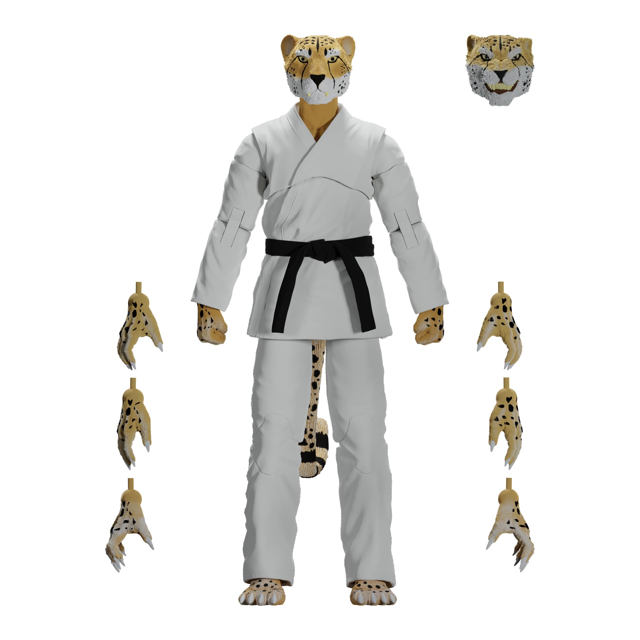 Icon Heroes Zoo Jitsu Fighters : Chico le guépard (White Gi) Figurine d'action de 15,2 cm