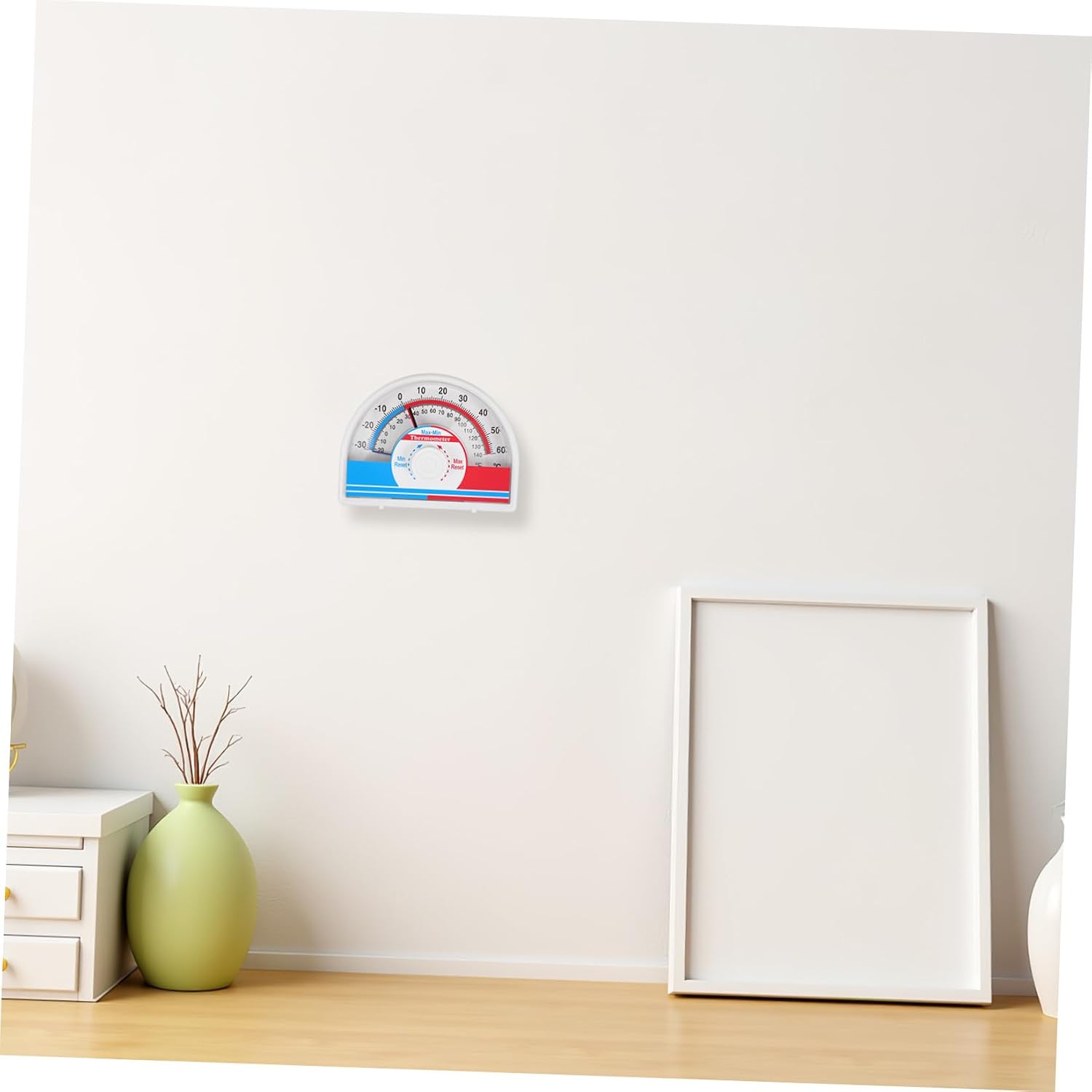 Indoor Outdoor Analog Thermometer, Wall Mounted Plastic Gauge