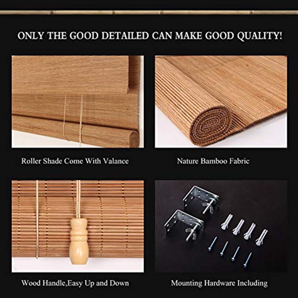 GDMING Cortina De Bambú Estor Opaco Enrollable Protector Solar Dividir Decoración Panel para Estilo Japones Sala De Te Hecho A Mano Imagen Impresa Cortina De Ventana con Cenefa,52 Tamaños