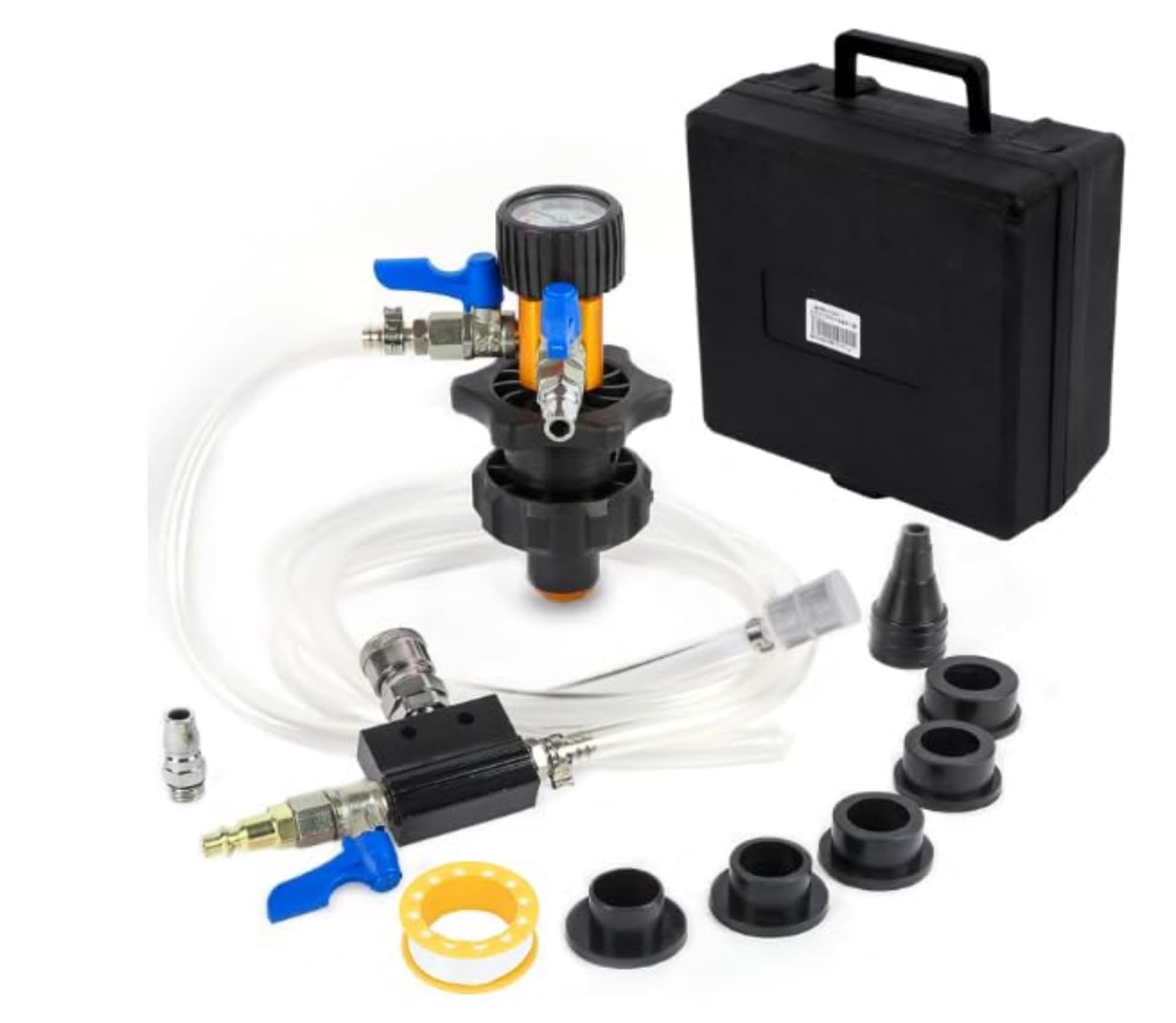 Sistema di Raffreddamento Dispositivo di sfiato Kit di spurgo sottovuoto e rabbocco Liquido refrigerante Valigetta Porta Attrezzi Cambia antigelo con 5 adattatori di Diverse Dimensioni