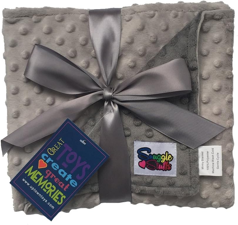 Reversible Unisex Children's Soft Baby Blanket Minky Dot (Grey/Charcoal)