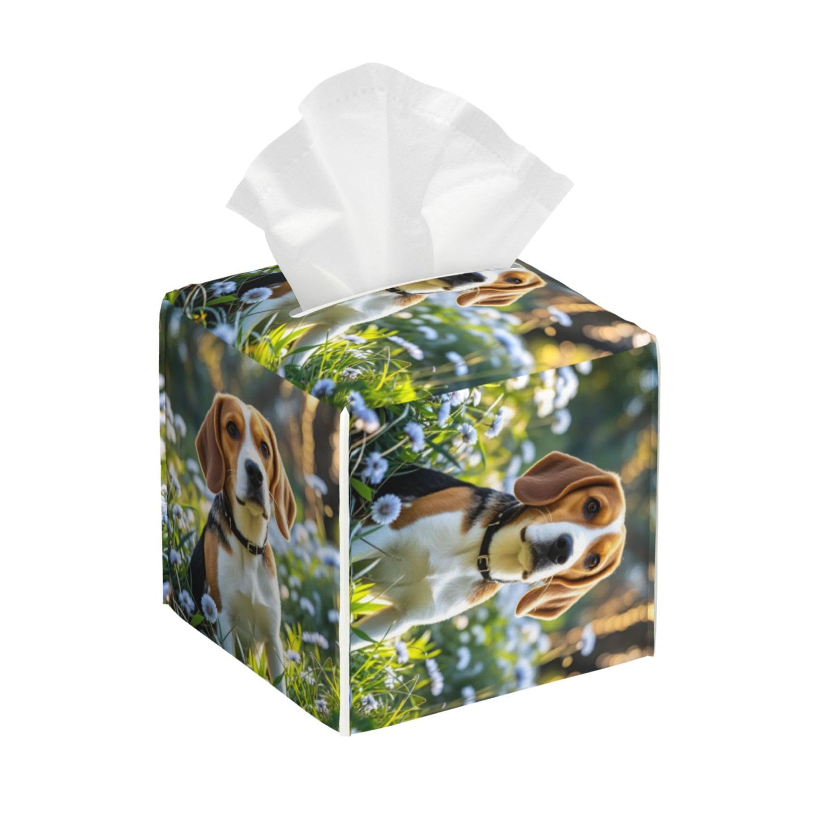 Cute Beagle Dog Tissue Box Cover Square Cube Boxes
