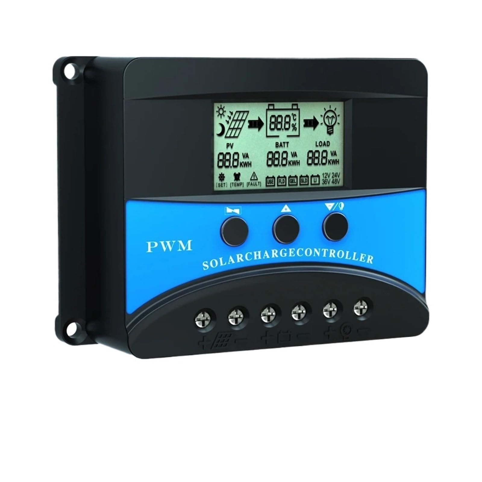 1 x regulator ładowania słonecznego 10 A, 20 A, 30 A, 12 V, 24 V, 48 V, regulator PV, PWM, regulator ładowania słonecznego (10 A, 12 V, 24 V)