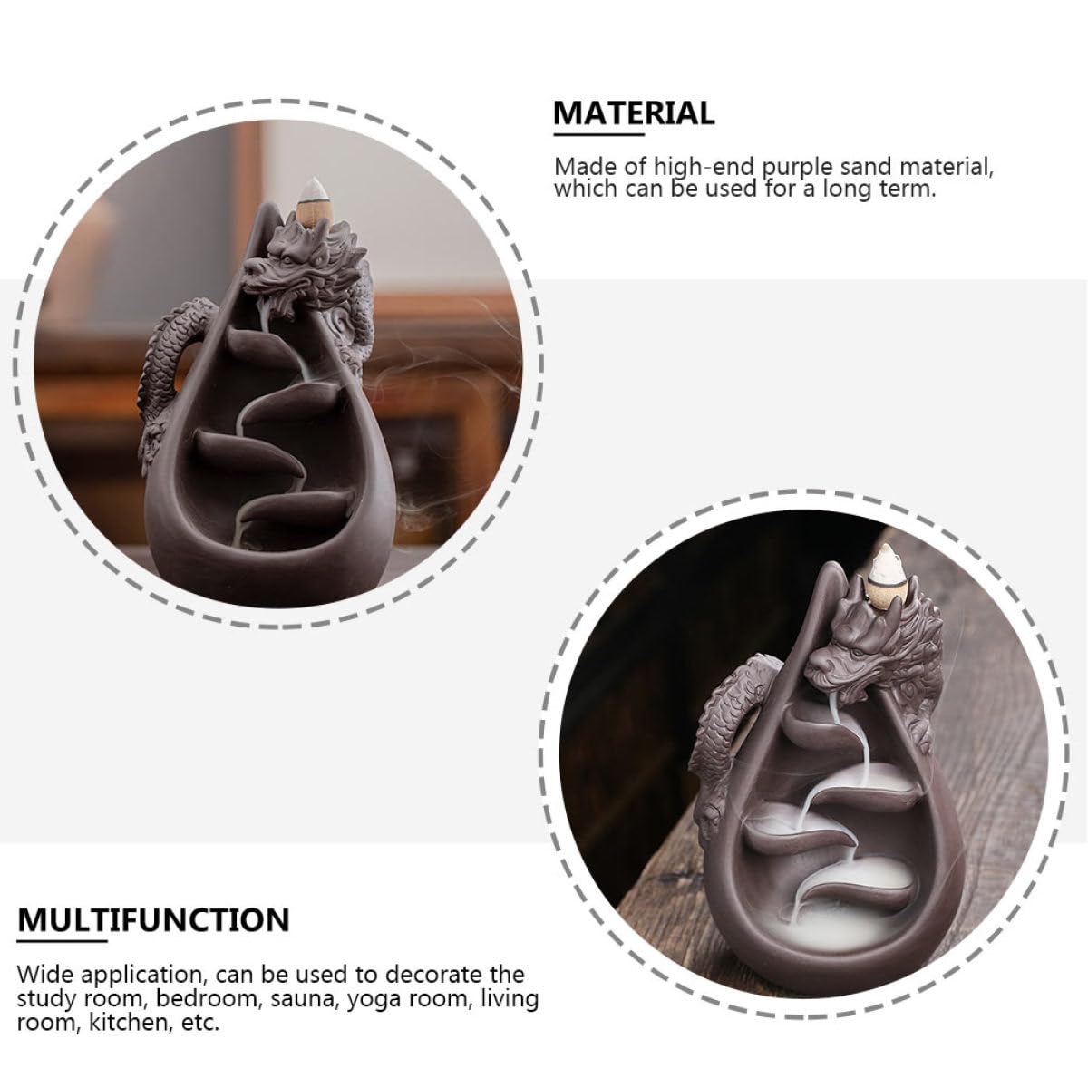 Quemador de Incienso de Arena Púrpura para Decoración del Hogar Diseño de Dragón Relajación y Mejora del Pieza Única en Sauna o Estudio