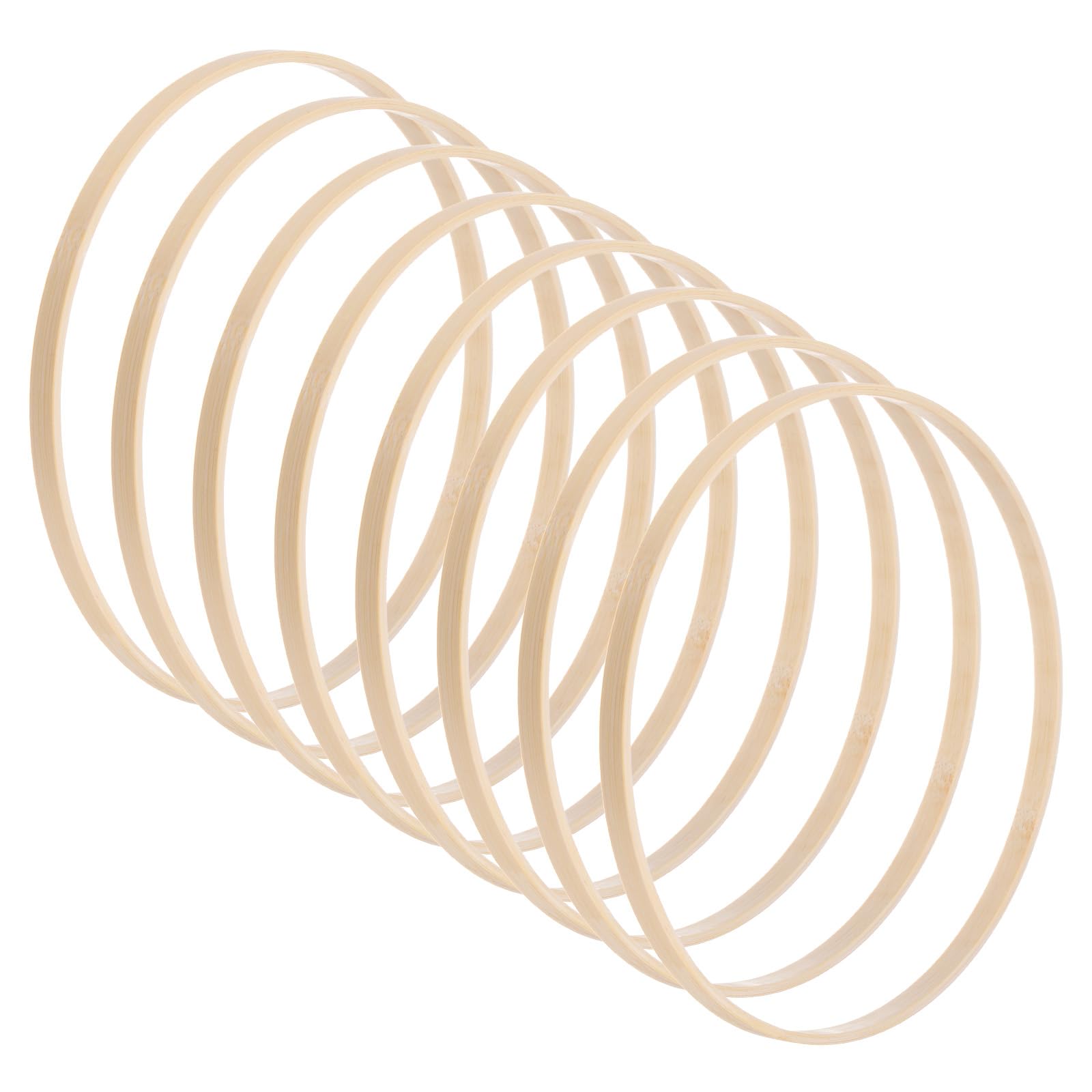 M METERXITY 8 Pack Wooden Bamboo Floral Hoop-8 Inch Craft Wooden Wreath Rings