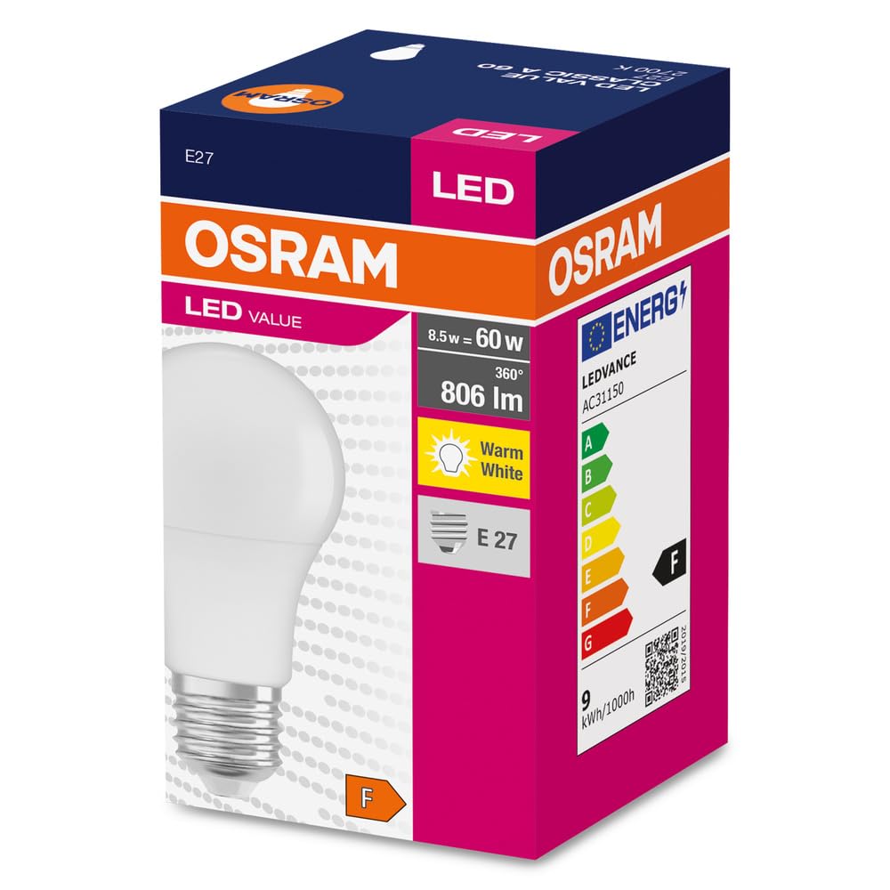 LED LAMPE OSRAM E27, A60, 2700K, 806lm 100 Stücke