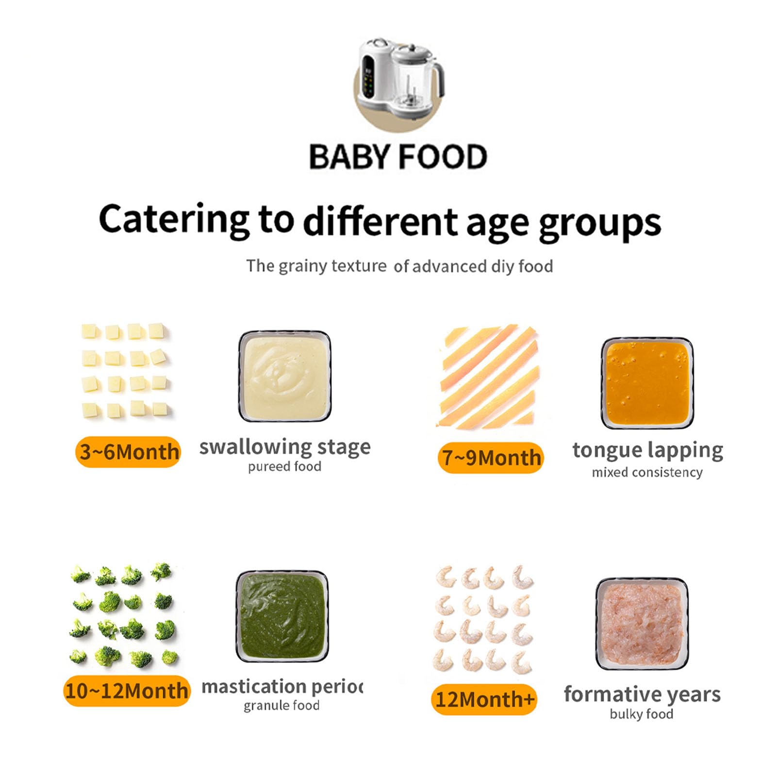 Fabricantes de alimentos para bebés, Procesador multifuncional de alimentos para bebés, Una mezcladora automática de alimentos para bebés para cocinar y moler con un cronómetro