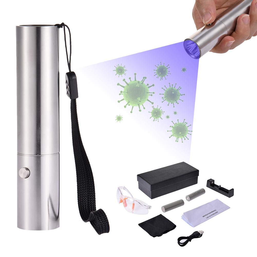 Luz de esterilización UVC portátil, sala de estar del dormitorio Lámpara de mano UV Batería Batería del hogar Varita ultravioleta para el hogar Linterna de viaje
