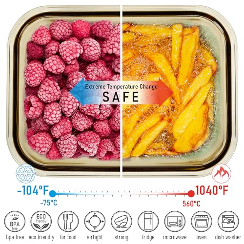 dokaworld Set of 4 Stackable Space-Saving Nesting Glass Containers with Airtight Bamboo Lids - Lunch, Meal & Food Prep - Microwave & Oven Safe BPA Free Durable Heat Resistant Inert Borosilicate Glass - Image 5