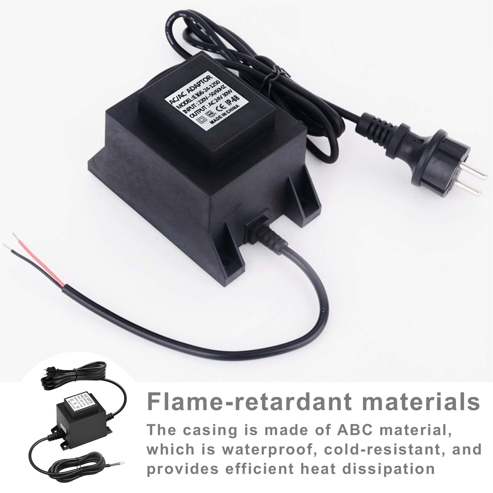Transformateur 24 V, TransformateurLED24V, IP68 Transformateur Adaptateur, Alimentation pour transformateurLED,AlimentationLed AC/AC 15W,Alimentation LED 24v pour éclairage LED et pompes de bassin