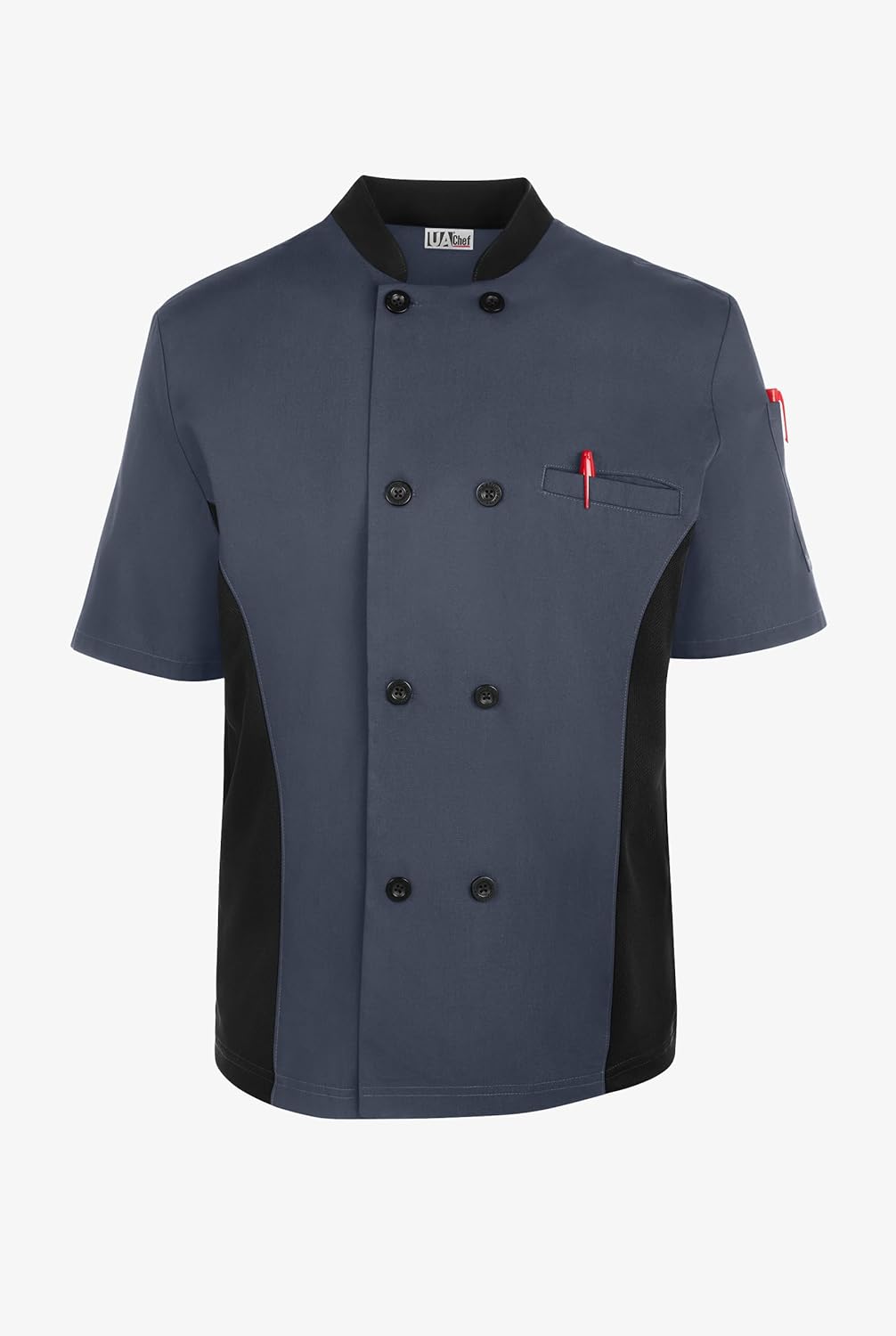 Men's Chef Coat Short Sleeve - Professional Chef Jacket with Breathable Mesh Side Panels & 2 Pockets for Culinary Essentials - Image 5