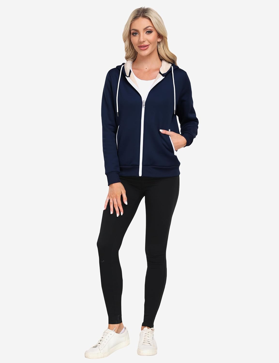 MoFiz Zip up Womens Hoodies Winter Fleece Sherpa Lined Sweatshirt Thick Warm Hooded Jacket with Zipper Pockets - Image 8