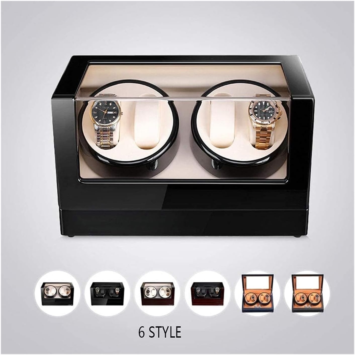 腕時計ボックスワインダー 自動巻き腕時計ワインダーボックス 腕時計4本用 5回転 M 日本製静音モーター 木製腕時計巻き上げ腕時計ケ