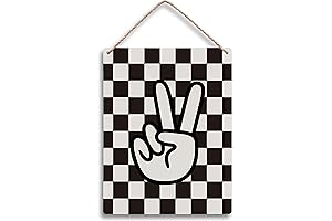 Black and White Checkered Peace Sign Wall Art for a Preppy Home
