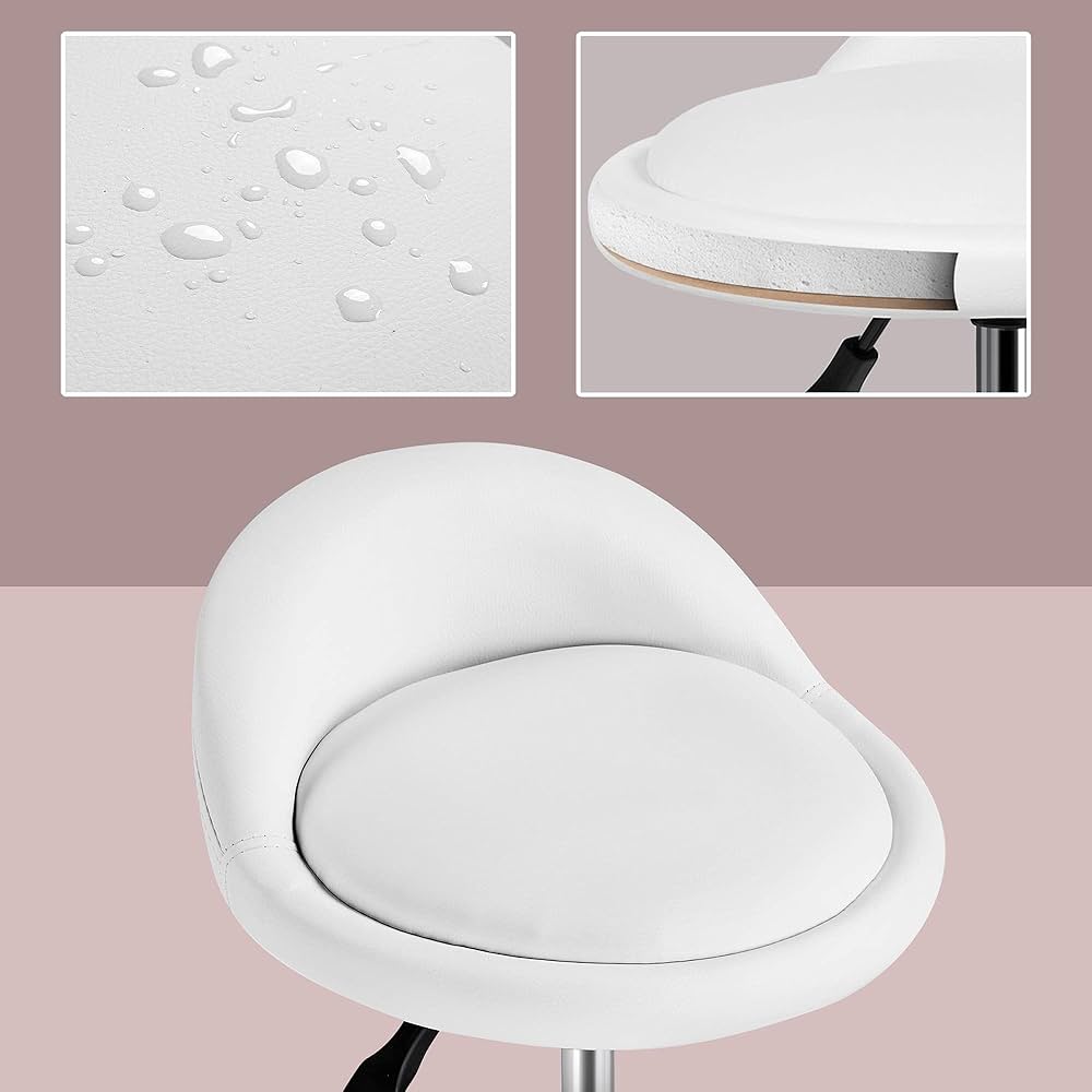 Yaheetech Sgabello Estetista Regolabile - Girevole 360°, Schienale, Ecopelle, Altezza Regolabile - Foto 6