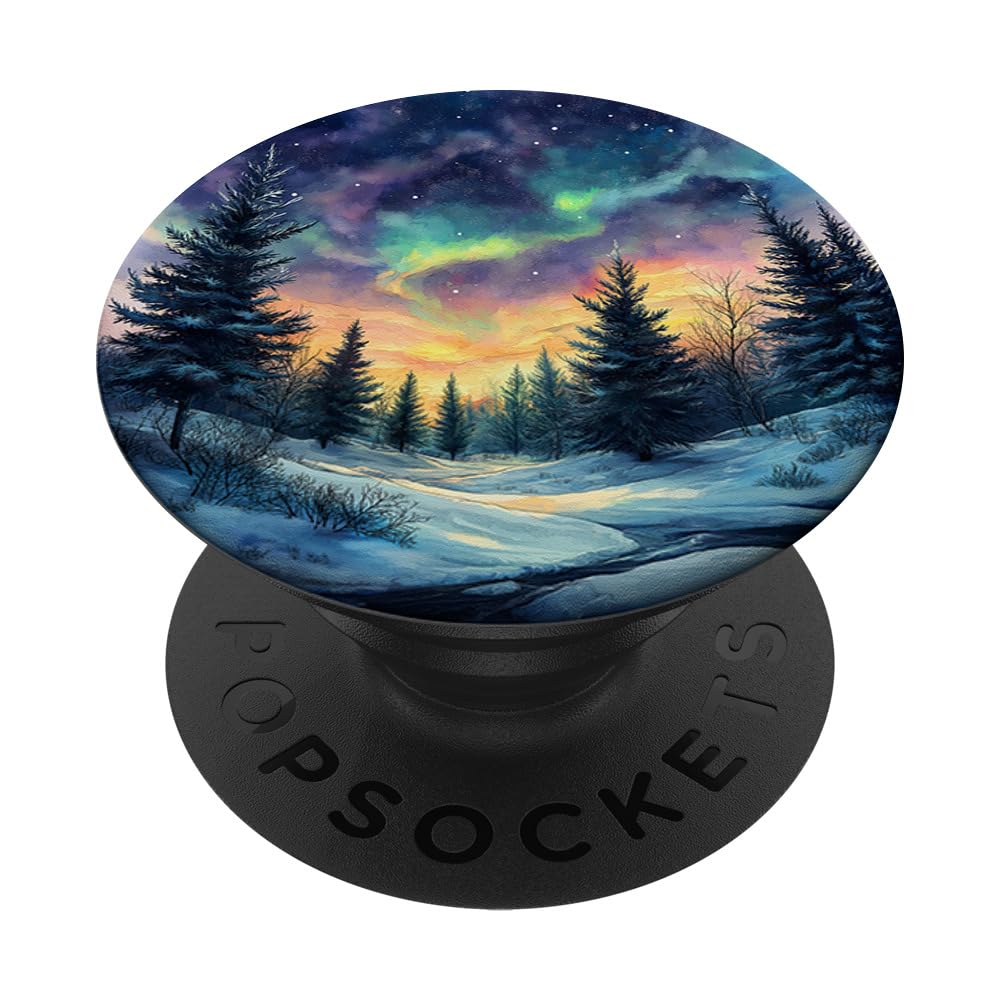 Northern Polar Lights Hiking Nature Wilderness PopSockets Adhesive PopGrip