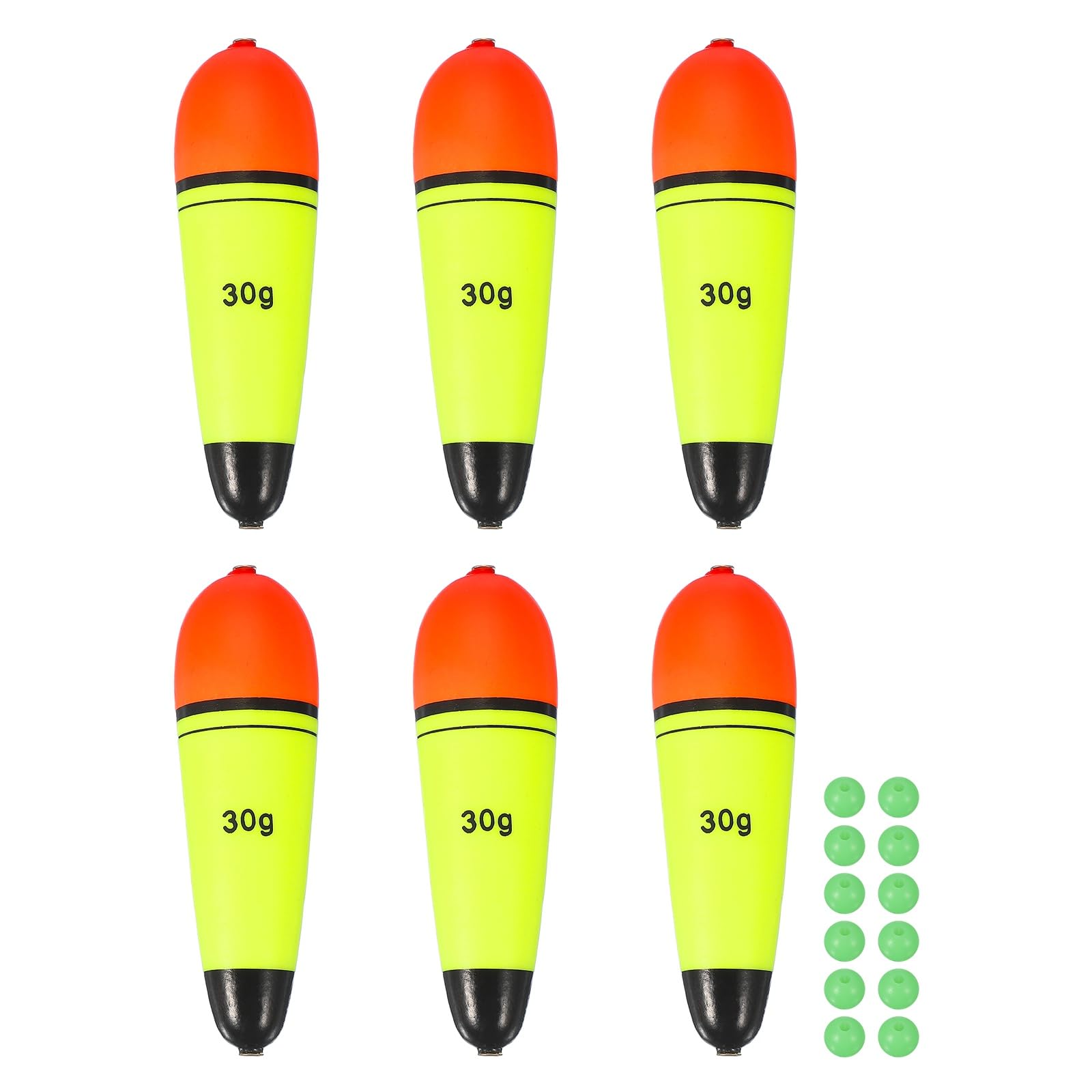 YELARXI Fishing Slip Bobbers, EVA Foam Bobbers Slip Floats with Fish Beads, 1.1 Oz Floatage Fit for Perch Carp Bass Fishing Corks Saltwater Freshwater (6 Pack, Red/Yellow)