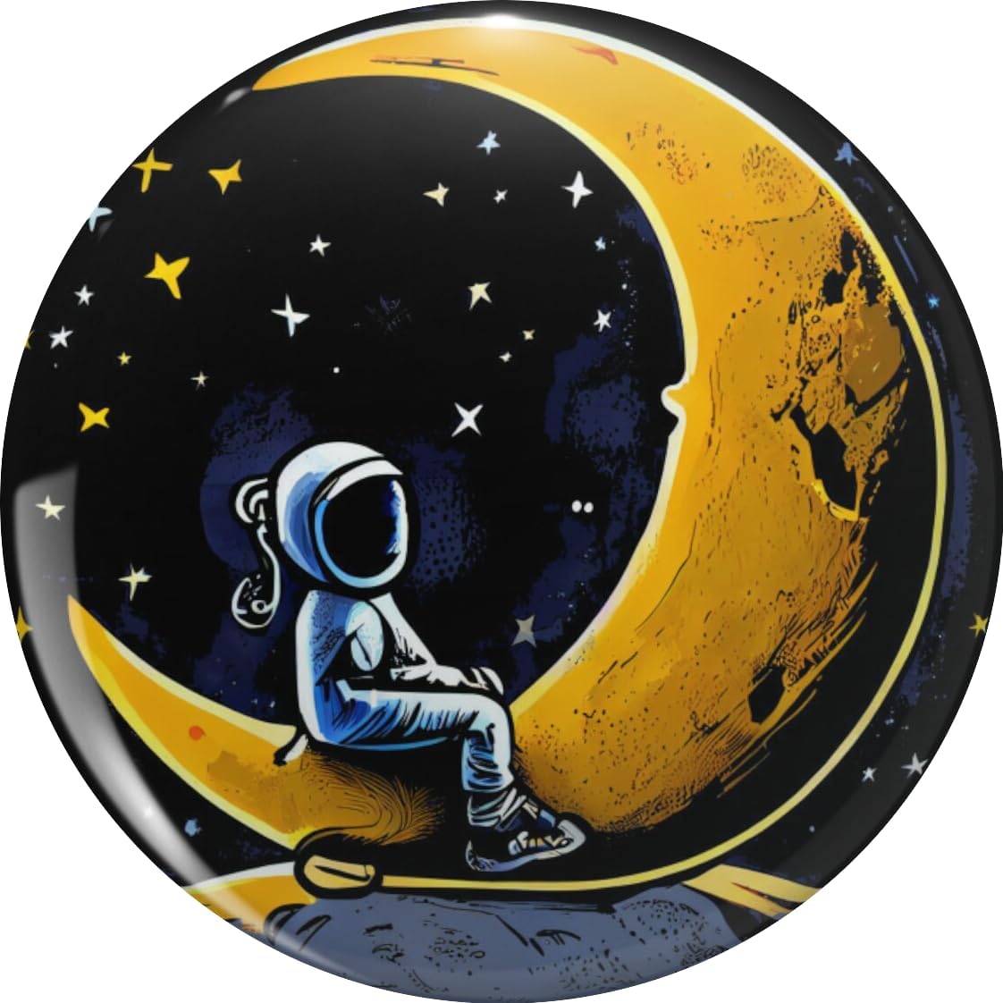 Moon and Sleepy Boy Night Sky Celestial Kids Bedroom Nursery Decor Lapel Pin Brooch Badge for Backpack Hat Jacket | Unique Novelty Gift Idea 0.75"