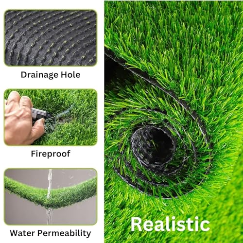 Image of LOOM 35 mm Artificial Grass Green Mat Carpet | High Density Premium Lawn Turf | Indoor & Outdoor Use | Washable, Dust & Waterproof Mats | Skin Friendly (Size - 2 x 3 feet)