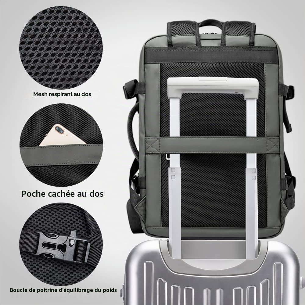 BANGE Sac à dos de voyage imperméable pour ordinateur portable - 35 l - Approuvé par les compagnies aériennes