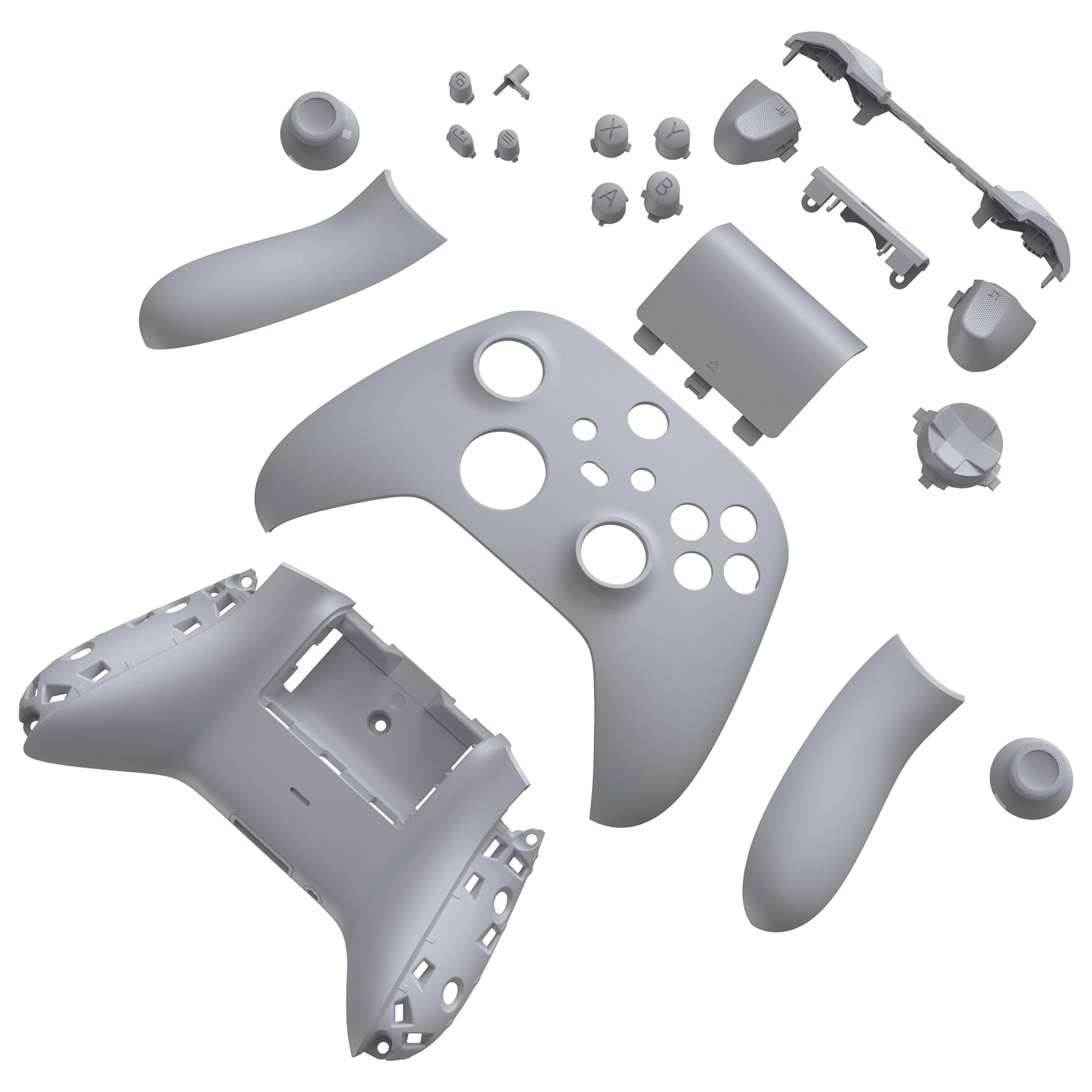 eXtremeRate Carcasa para Xbox Series X S Mando Accesorios Carcasa Completa Protector Placa Trasera Funda Frontal Empuñadura Agarre Botones para Xbox Serie S X Control-No Incluye Mando(New Hope Gray)