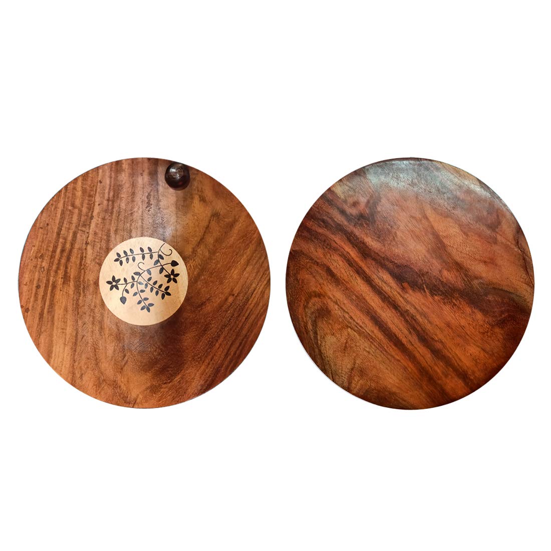 ADA HandicraftSheesham Wooden Masala Box with Spoon - Spin Round Design - 10 inch