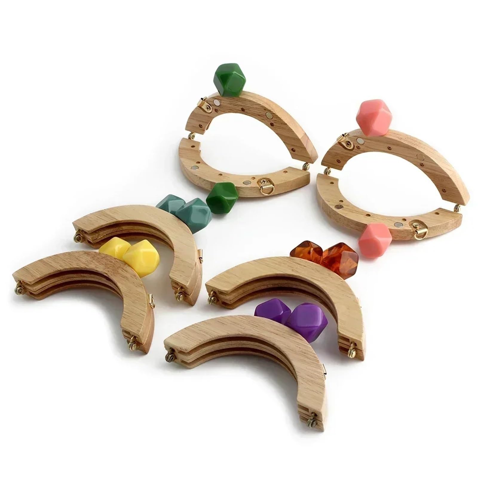 MRKU Asa de Madera para Bolso, Accesorios para Bolsos, Manualidades, Bricolaje, fabricación, 1 par, Cierre de Broche, Tornillos para Bolsos, Marco, reemplazo de Carteras, Costura para proyectos