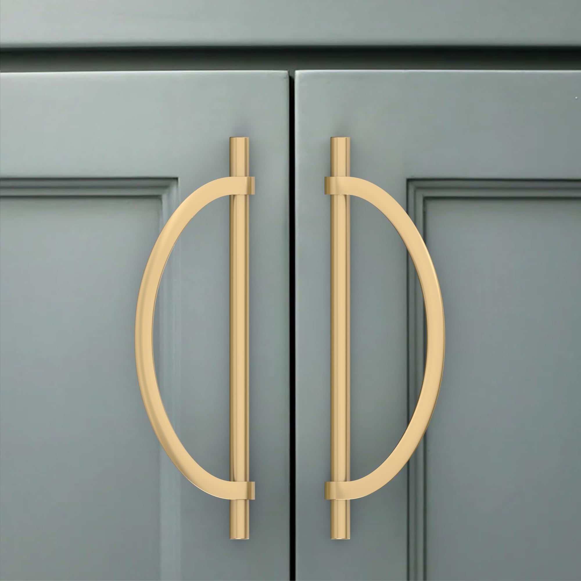 Amerdeco 10 Pack Champagne Bronze Cabinet Pulls 192mm Hole Center Cabinet Hardware Kitchen Cabinet Handles for Bathroom Drawer Pulls Dresser Pulls AM027