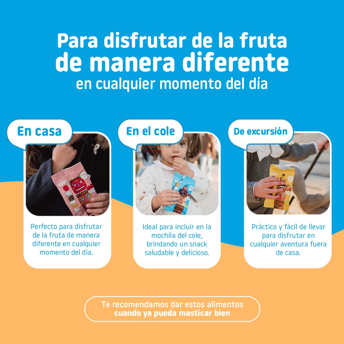 Smileat - Pack de 15 TRIBOO Snacks de Fruta sabor Manzana - Aperitivo para Niños - Alternativa a Gominolas y Chuches - Ideal para el Cole y Meriendas - 375g