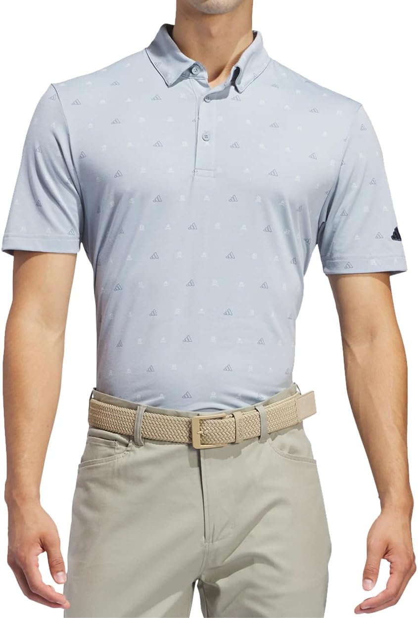 Adidas Mens Go-to Mini-Crest Print Polo Shirt