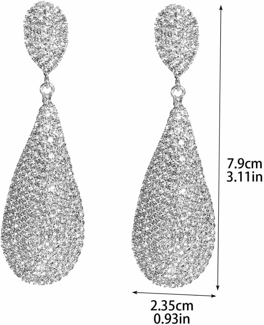 18K Gold Plated Full Pavé Teardrop Dangle Earrings – Luxury CZ Crystal Statement Earrings for Women, Sparkly Prom & Wedding Jewelry - Image 3