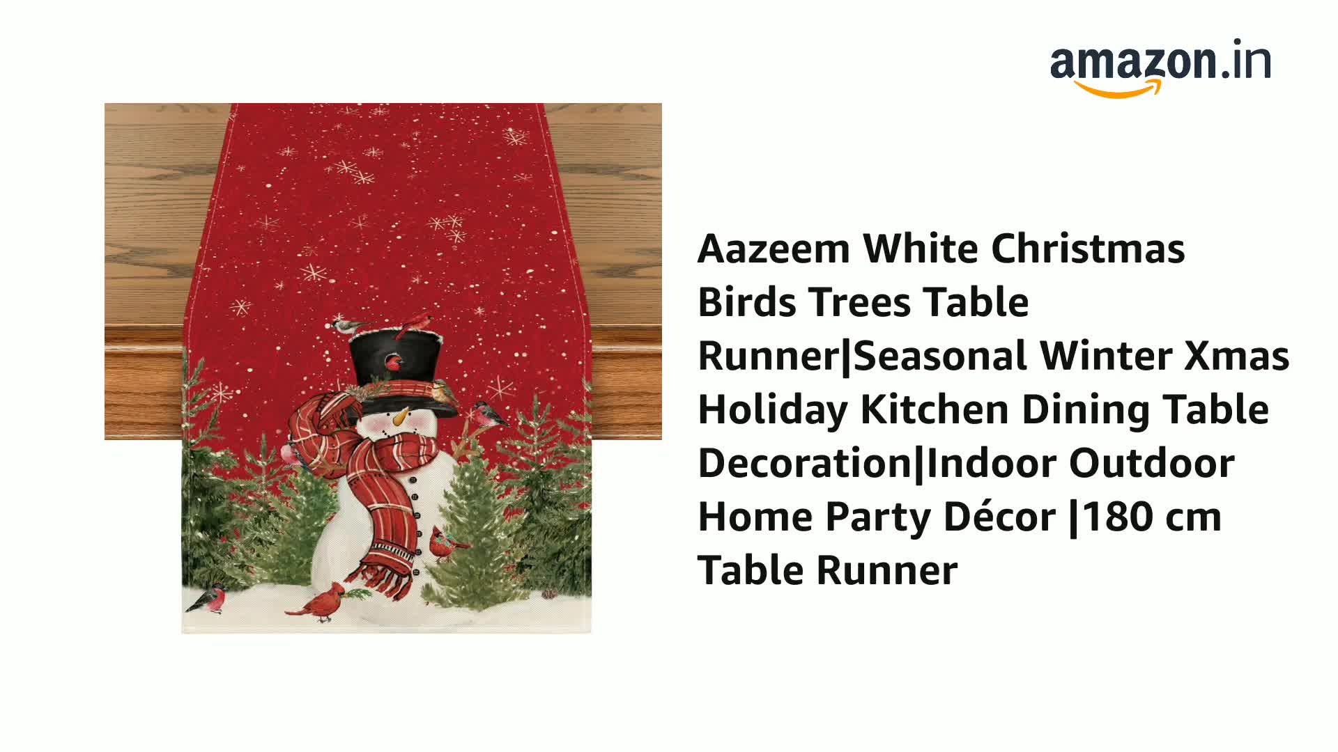 Buy Aazeem White Christmas Birds Trees Table Runner|Seasonal