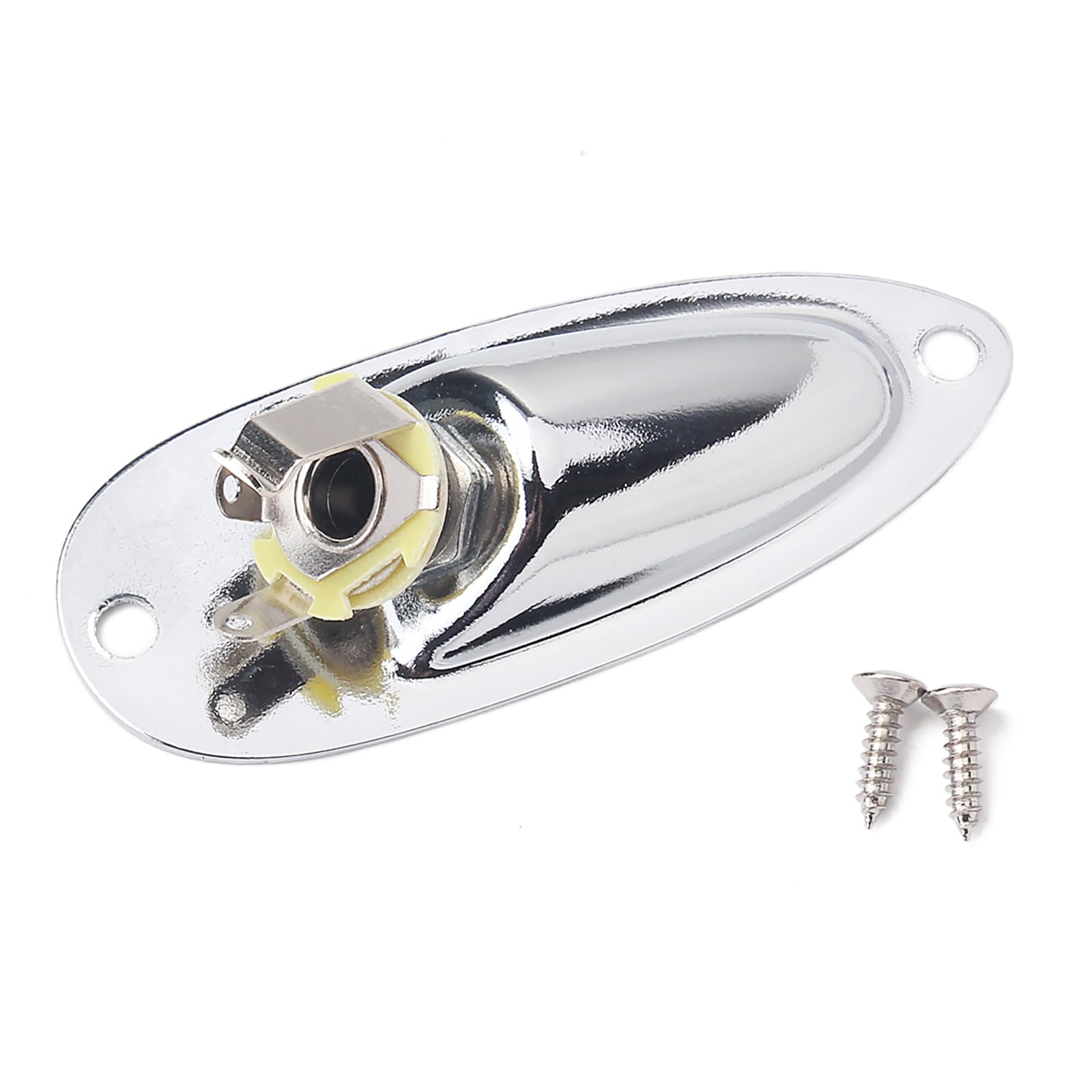 WLDJXLGL Boat style 1/4 inch Guitar Input Jack Socket Plate Output Loaded parts Guitar Strat jack for Fender Stratocaster Strat St Mono for Electric Guitar Replacement Parts (Chrome)