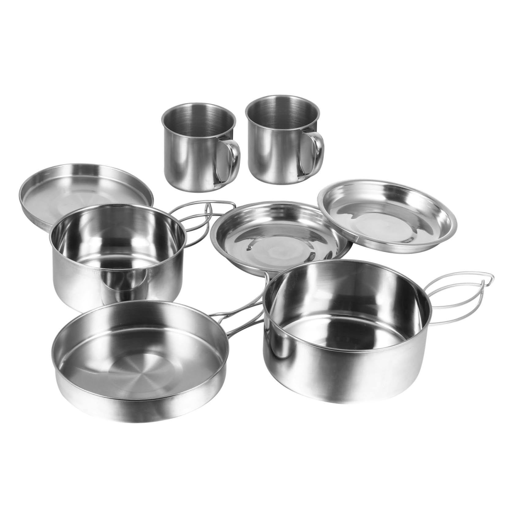 8 in Inossidabile con Manici Pieghevoli Pentole e Gavette per Persone Accessori per Outdoor per Escursioni Bbq e Altre Attività Allaperto