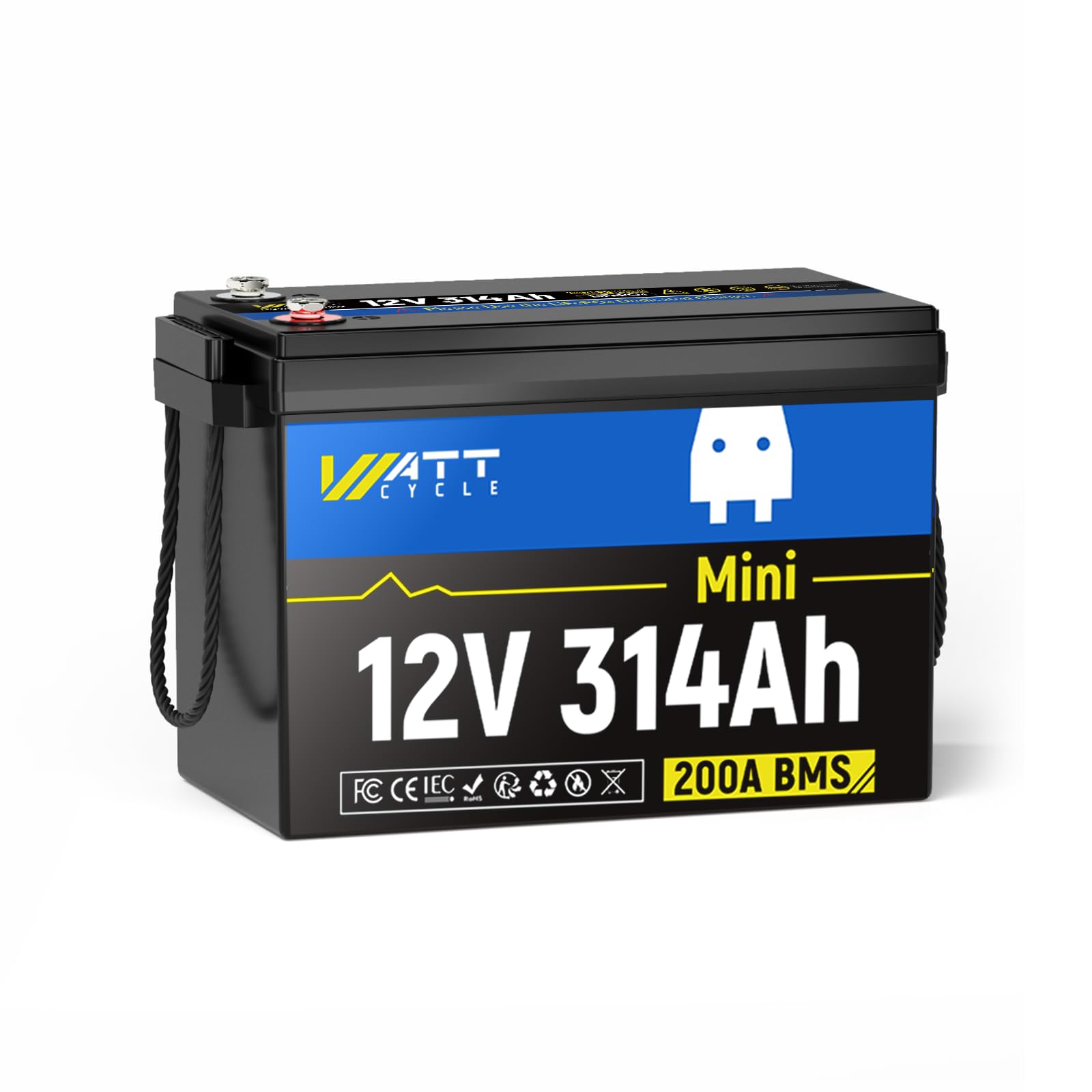 WattCycle 12V 314Ah Mini LiFePO4 Battery 200A BMS 4.01kWh 6000+ Cycles