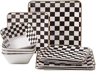 Porlien Checker Square Dinnerware Set for 4