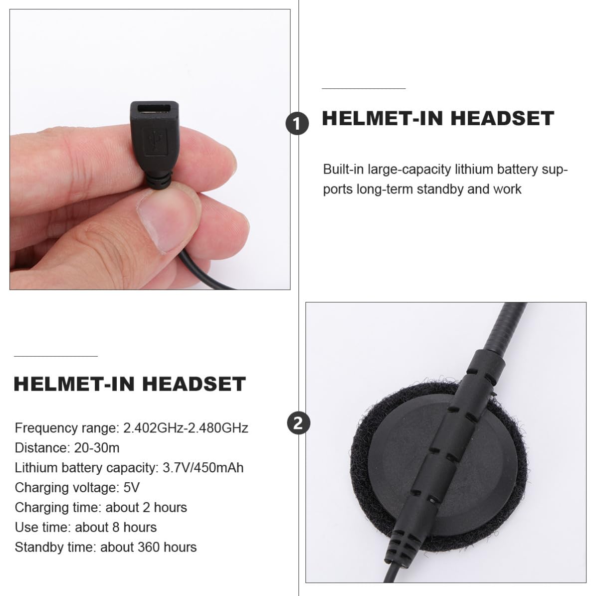 Auriculares para Casco de Motocicleta Recargables Reproducción Musical