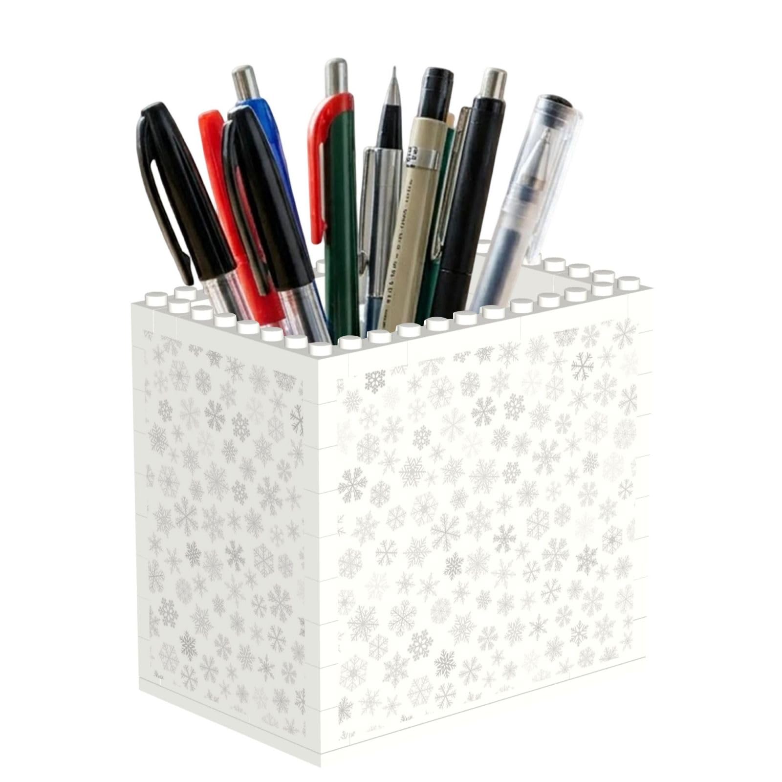 Poadnly Christmas Snowflakes Winter Snowflake, Pen Pot Pencil Holder for Office Home School, Compact Desk Organiser for Office Stationery