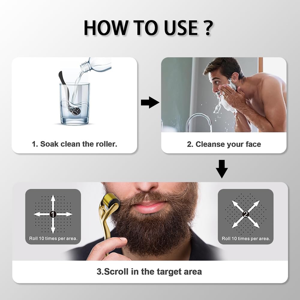 Derma Roller 0.5MM for Women and Men Microneedling Roller for Hair Beard Facial Skin Face — view 6