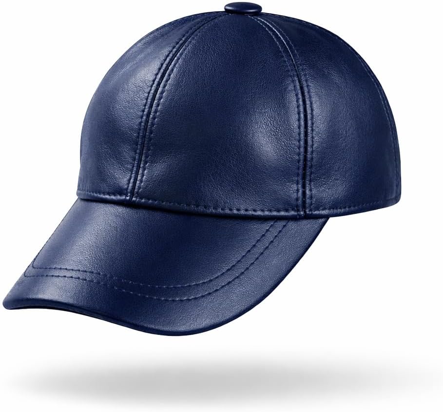 Genuine Sheepskin Leather Baseball Cap – Adjustable Urban Leather Hat for Men & Women, Soft Lambskin, One Size Fits S–2XL