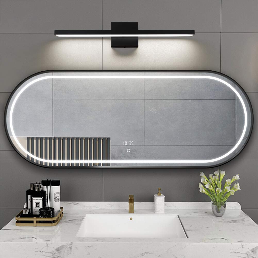 Ralbay 5-Piece Modern Black Bathroom Set: 20W LED Vanity Light + Towel Bars, Ring, Hook & Paper Holder - View #12
