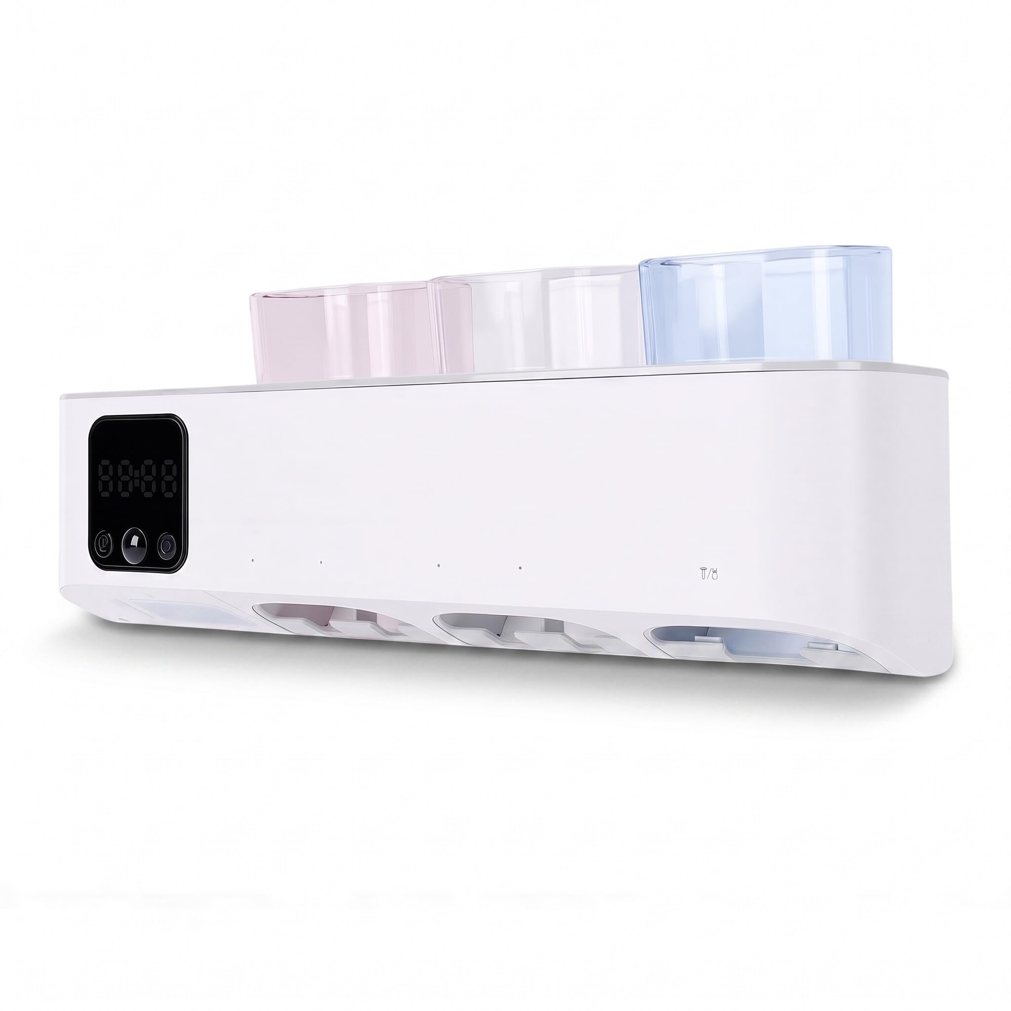 Sxhlseller Soporte para Cepillo de Dientes Eléctrico con Ventilador de Secado, Organizador de Cepillos de Dientes Montado en la Pared con Batería de 4000 MAh, 3 Modos, Luz Nocturna para 5