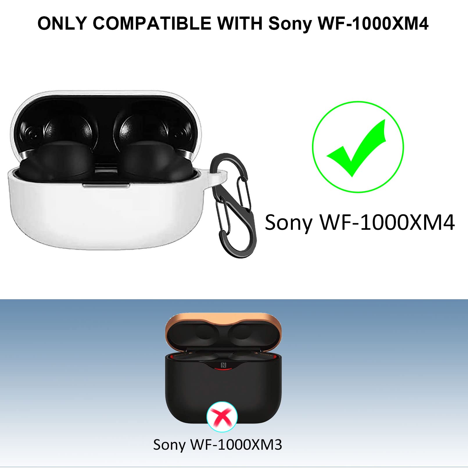 2er-Pack Hüllen Für Sony WF-C700N – Flüssiges Silikon, Stoßfest + 2 Karabiner