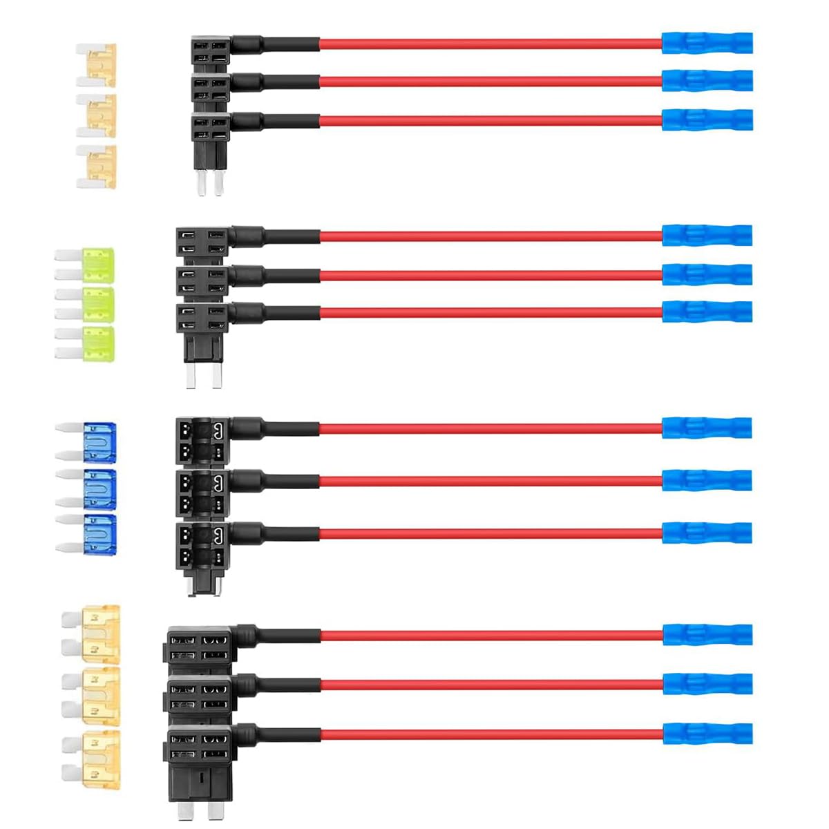 12-Pack 12V Add-a-Circuit Car Fuse Set Kit with Dual-Slot Holder for Standard, Mini, Micro2, Low-Profile Blade Car Fuses Easy Installation & Versatile Use for Cars, SUVs, Motorcycles & More-image-40