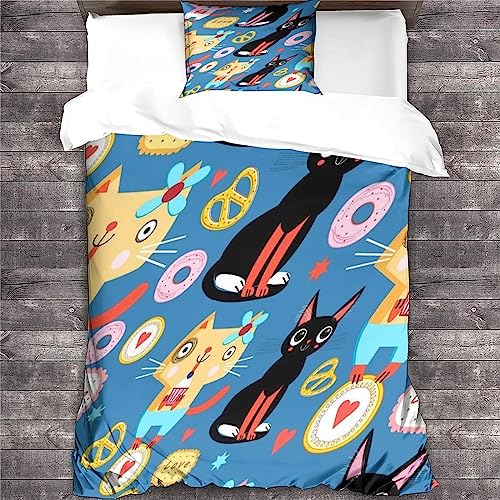Parure de lit enfant 135x200 cm microfibre 3D housse couette cats - 4