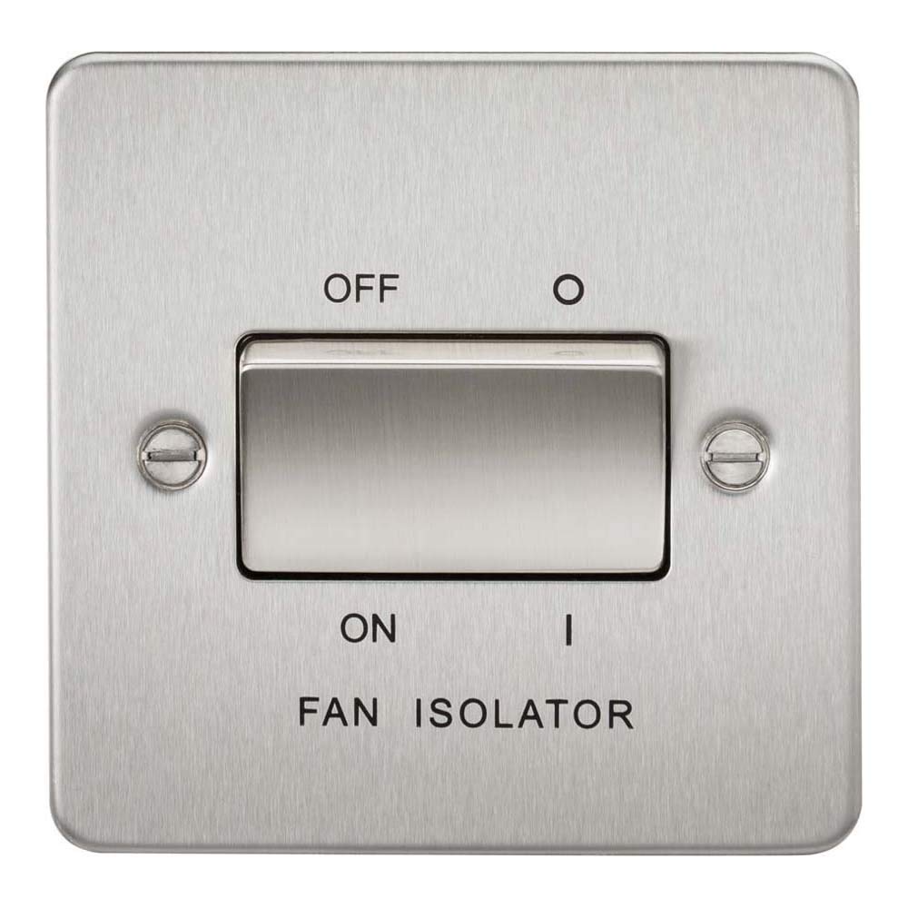 Knightsbridge Brushed Chrome Fp1100bc Fpav1100bc Flat Plate 10A 3 Pole Fan Isolator Switch
