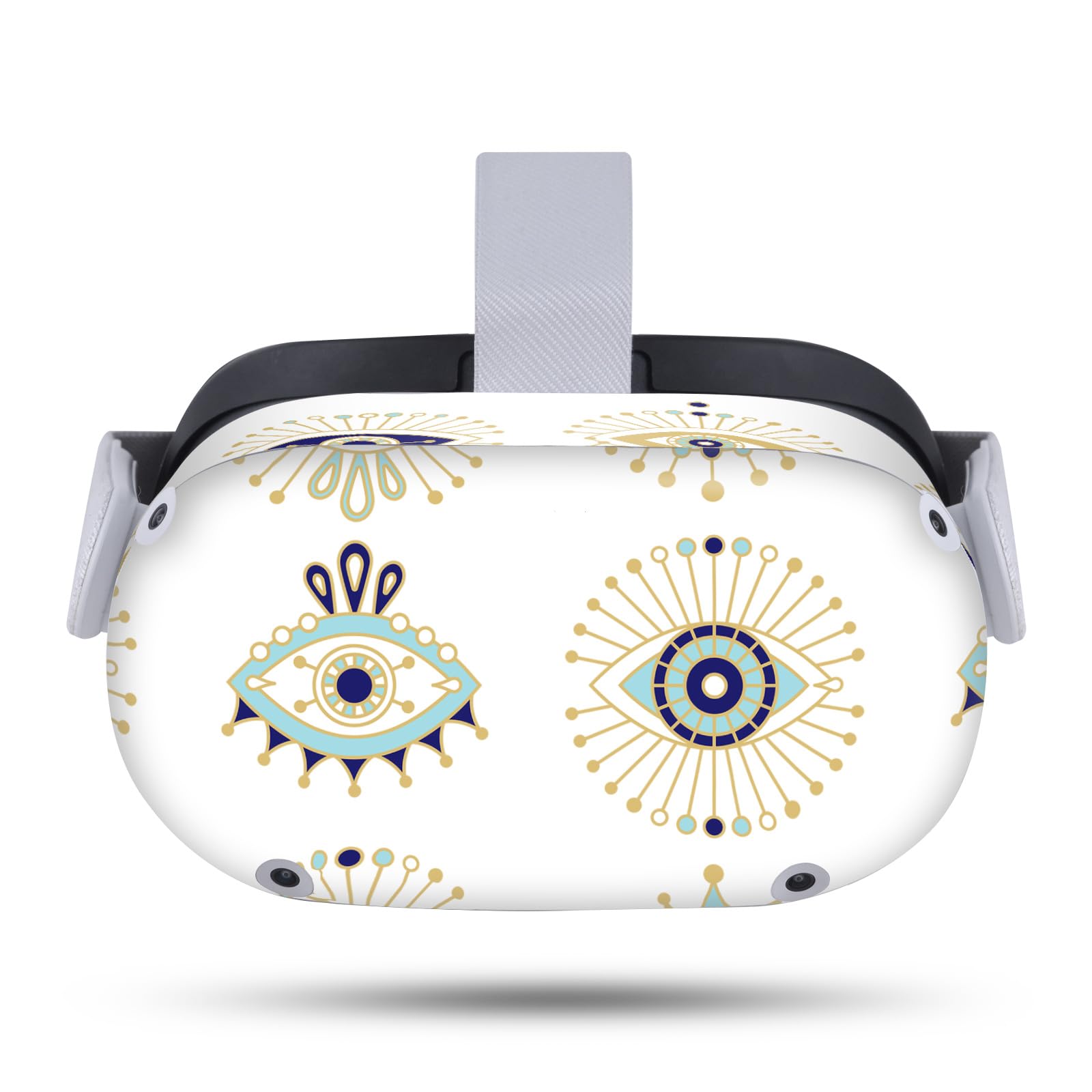 Head Case Designs Officially Licensed Cat Coquillette Blue Gold Art Mix Vinyl Sticker Skin Decal Cover Compatible with Meta Quest 2