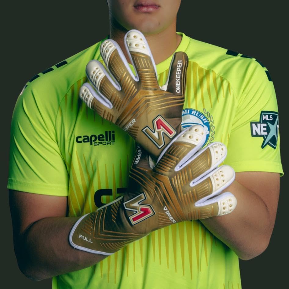 Miniatura 5 de Viper Gold - Guantes de portero de nivel profesional para niños, jóvenes y adultos, guantes de portero de fútbol GK, látex de contacto de 0.138 in,