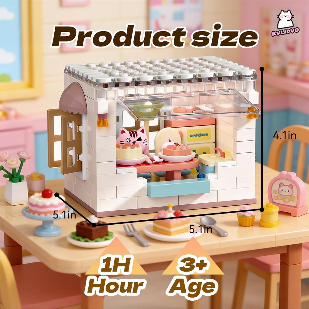 Koko's Cat Town DIY Miniature House Kit, Tiny White House Series Dining Room Building Kits, Dollhouse with 259PCS, Gift for Cat Lovers Girls Boys Teens Kids Ages 3+